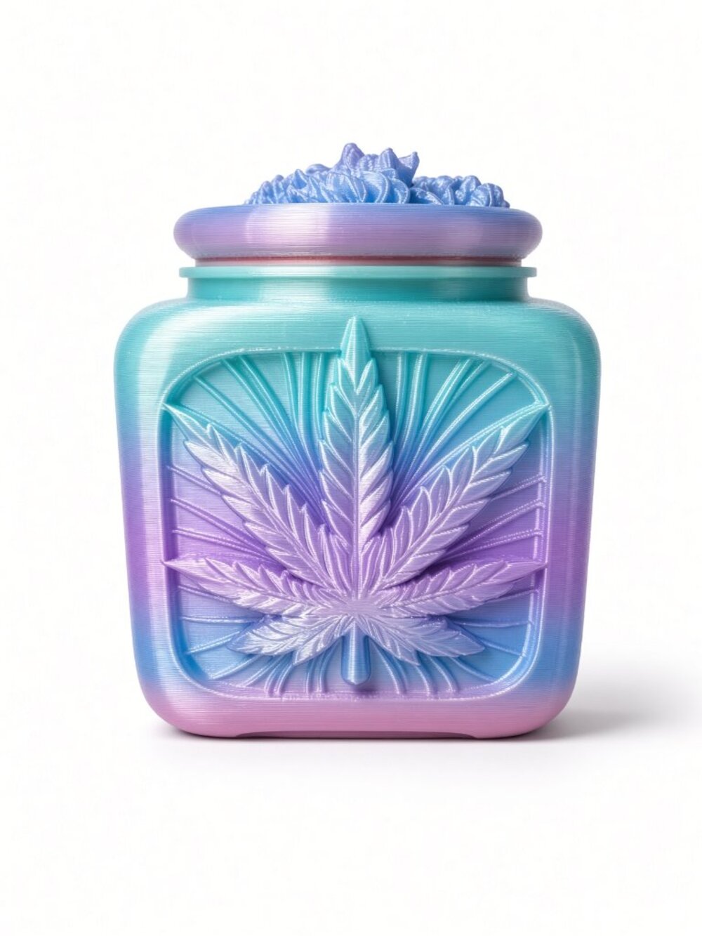 **Bob Marley Cannabis Leaf Storage unit – Small | Aqua Blue, Purple & Blue**